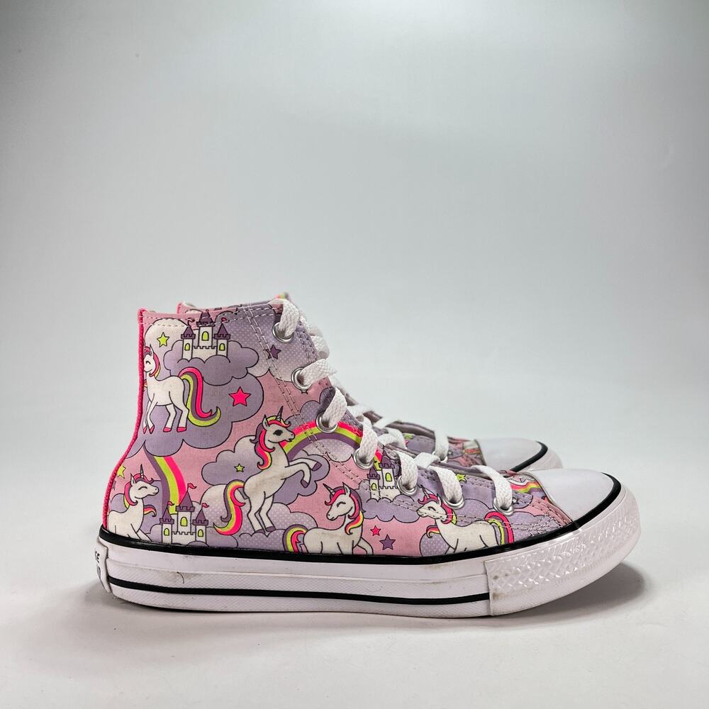 Converse Chuck Taylor Pink Unicorn Rainbow High Top Shoes 669107F Youth Size 4